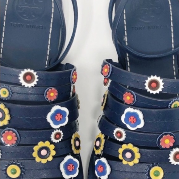 Tory Burch Floral Marguerite Flat Sandals Size 9 - Picture 6 of 10